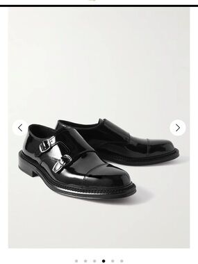Men's Black Patent Leather Monk Strap Shoes
